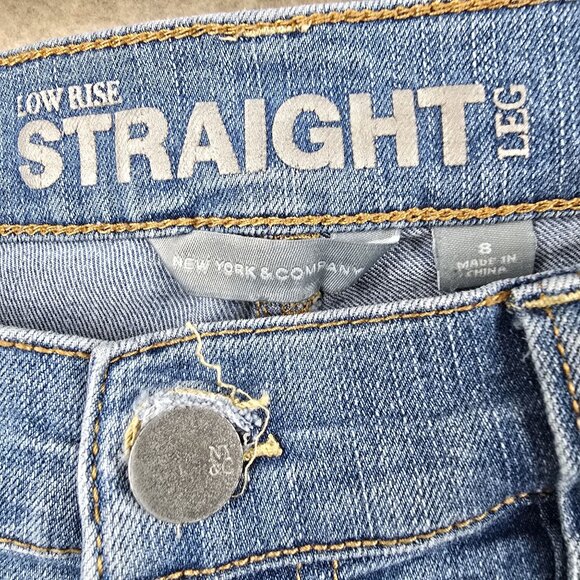 New York & Company Womens Straight Leg Low Rise Jeans Size 8 Blue Denim - Picture 5 of 5